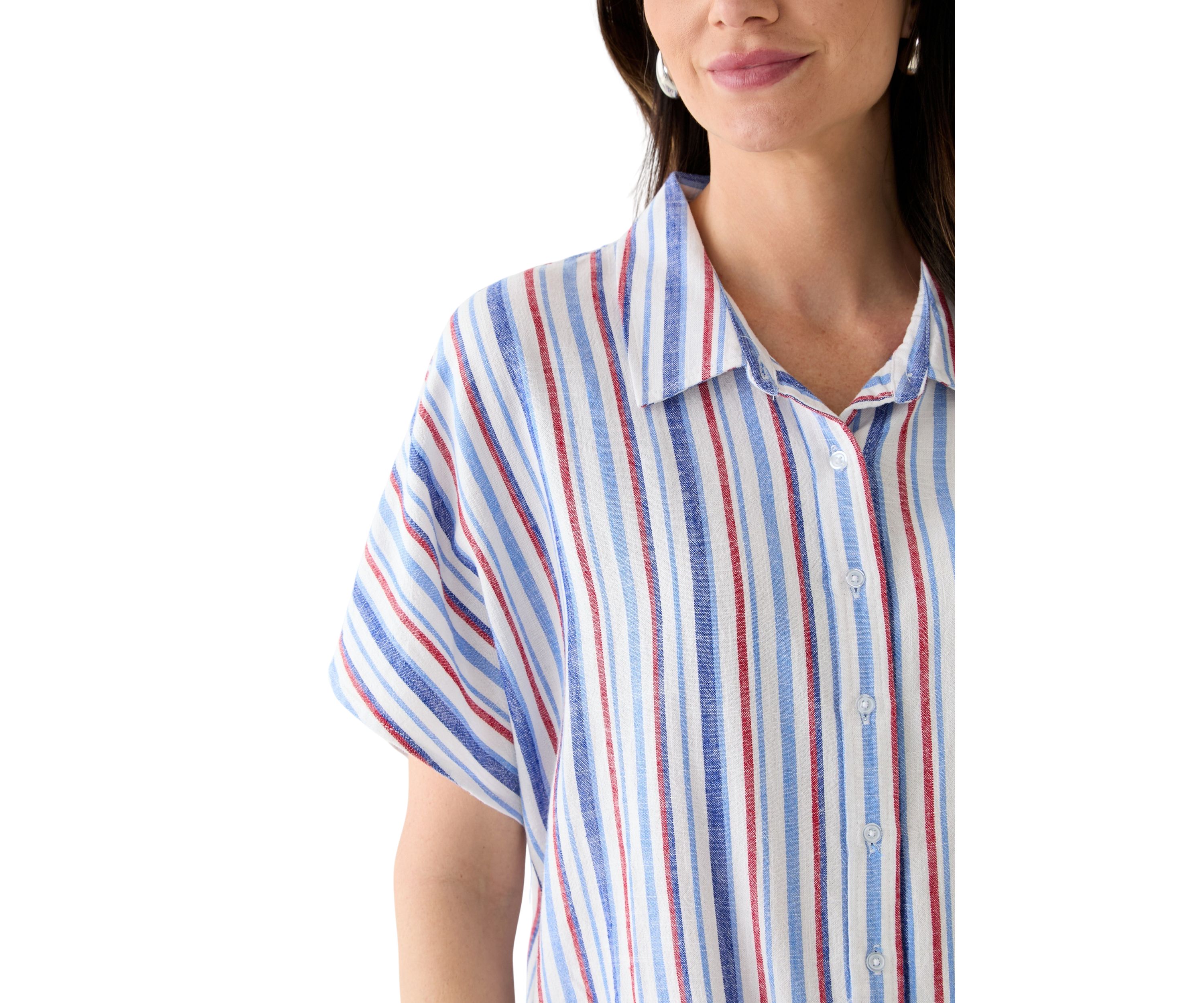Petite Printed  Tie Front Top 