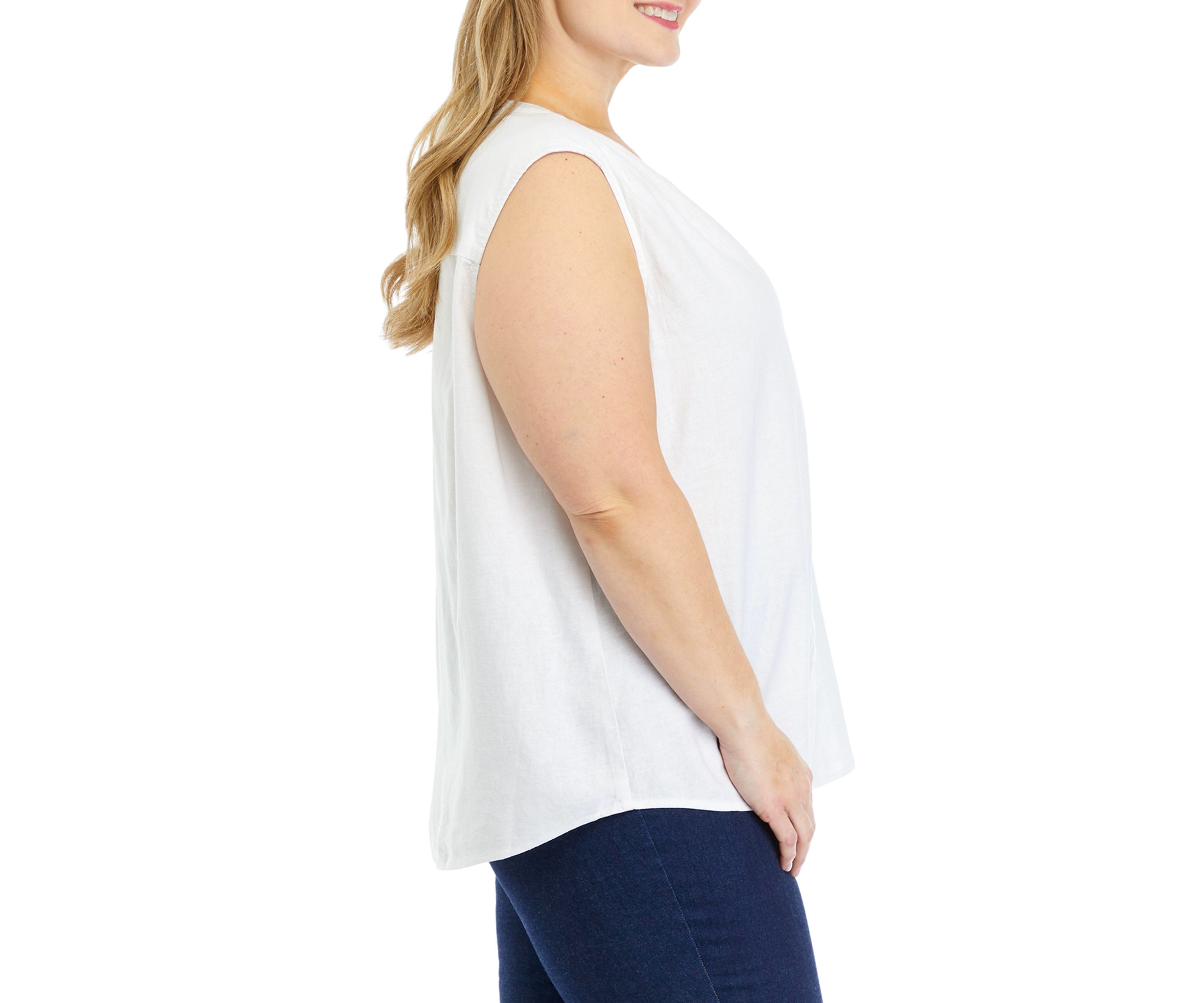 Plus Size Sleeveless Woven Linen Blouse