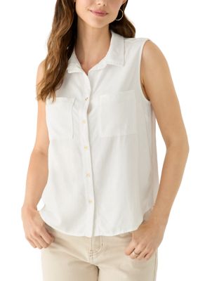 ZAC & RACHEL Women's Sleeveless Collared Shirt, White, Small