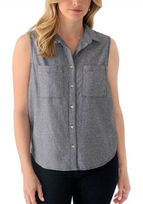ZAC & RACHEL Women's Sleeveless Collared Shirt, XL