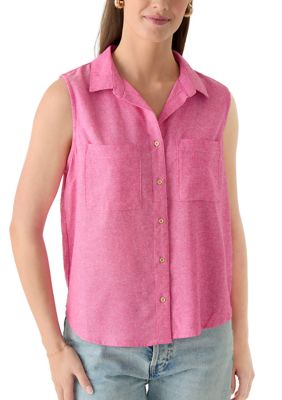 ZAC & RACHEL Women's Sleeveless Collared Shirt, Pink, XL