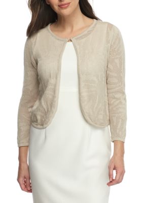 kim rogers textured cardigan with grommet tri