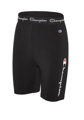 champion logo biker shorts