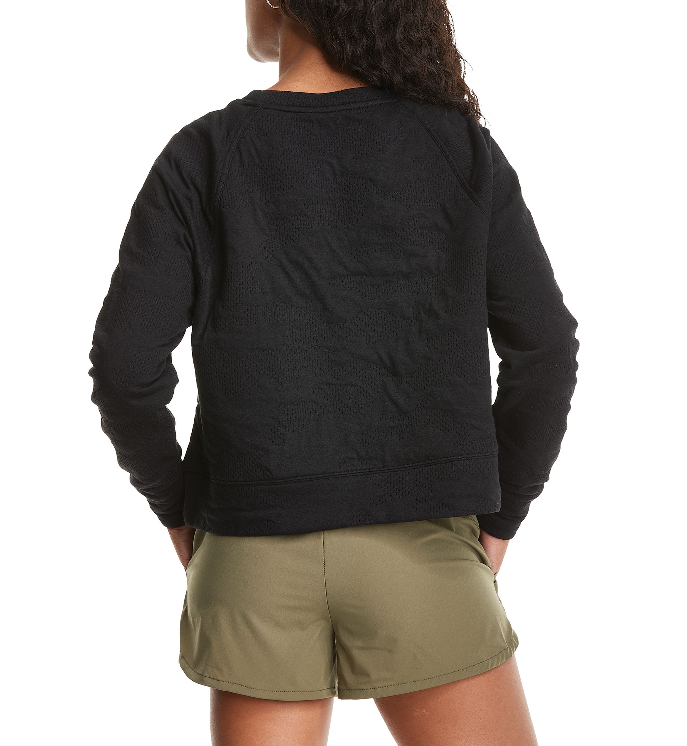 Womens Soft Touch Double Knit Camo Crew Sweatshirt