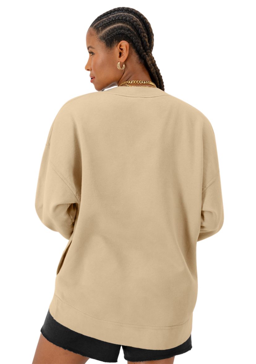 Vintage Wash Oversized V-Neck Pullover Sweatshirt
