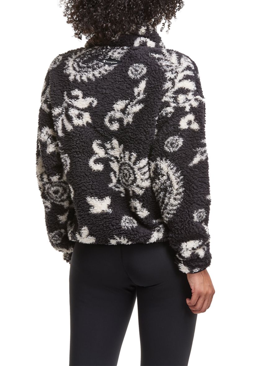 Cozy High Pile Quarter Zip Pullover - Print