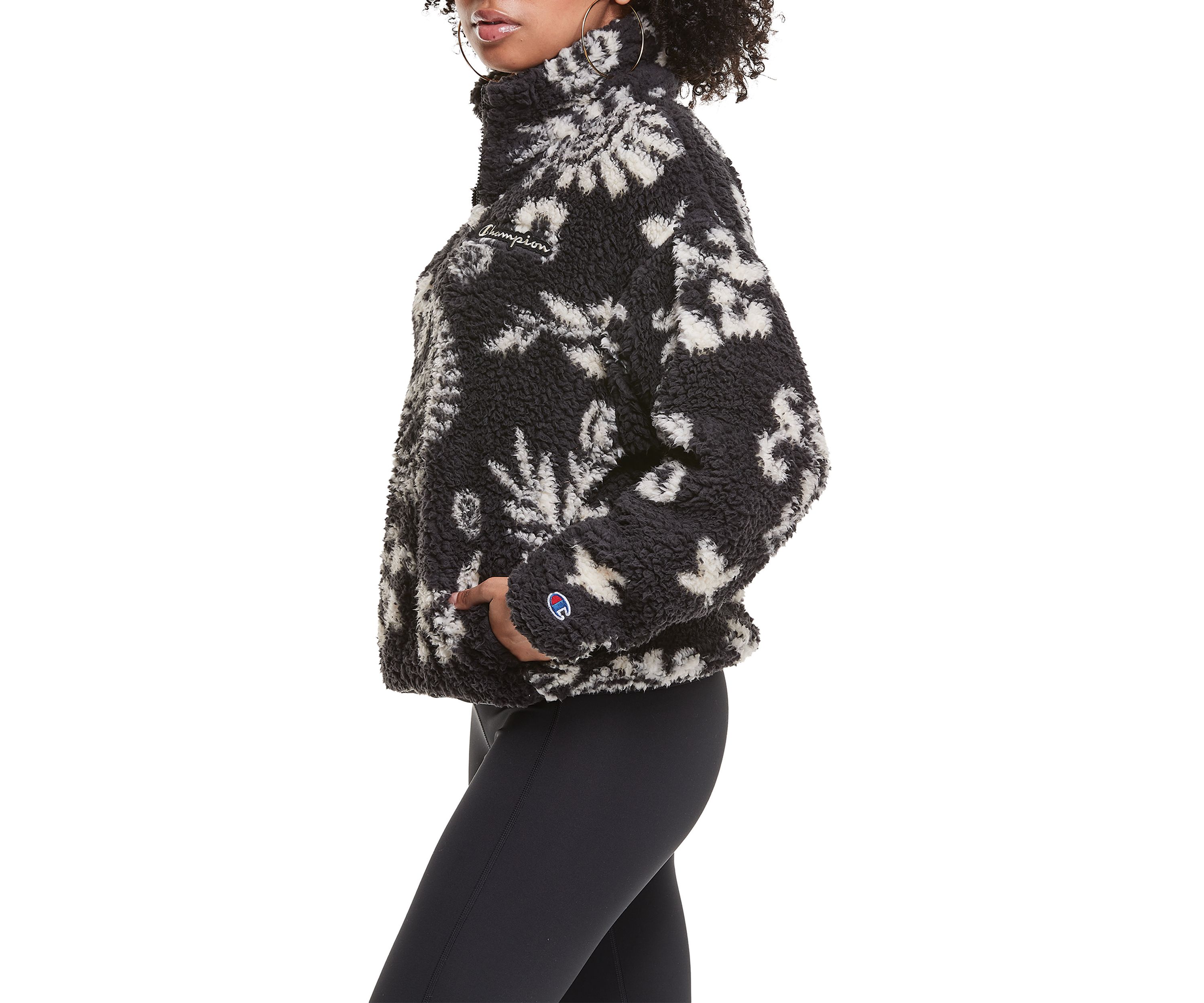 Cozy High Pile Quarter Zip Pullover - Print
