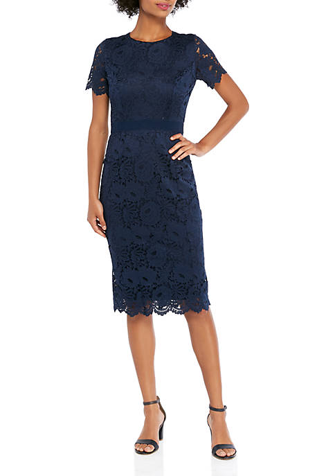 THE LIMITED Short Sleeve Lace Scallop Edge Sheath Dress | belk