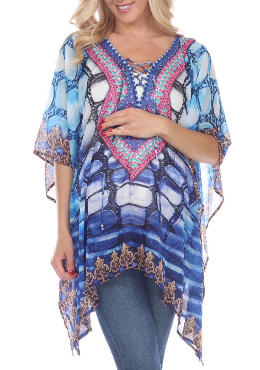 Maternity Plus Size Animal Print Caftan with Tie-up Neckline