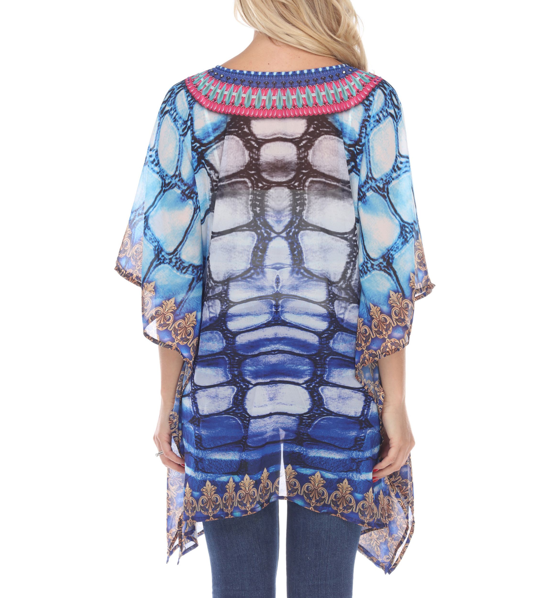 Maternity Plus Size Animal Print Caftan with Tie-up Neckline