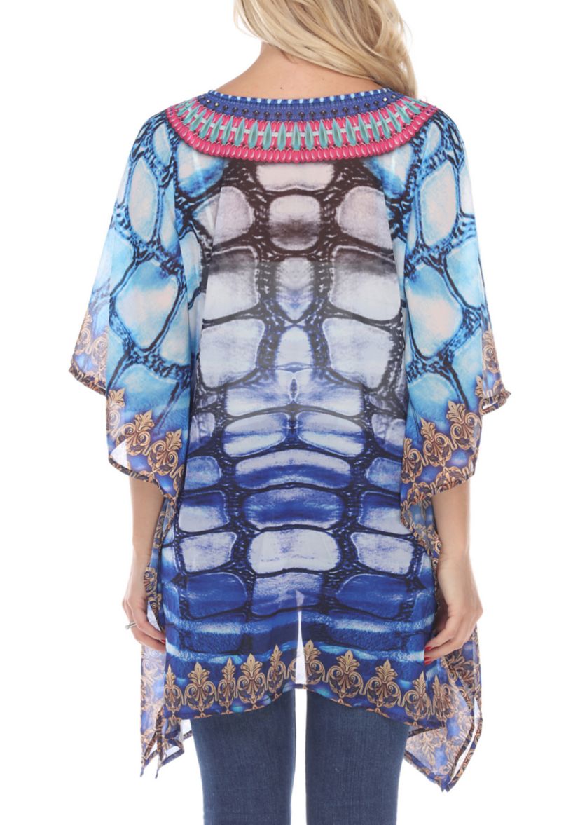 Maternity Plus Size Animal Print Caftan with Tie-up Neckline