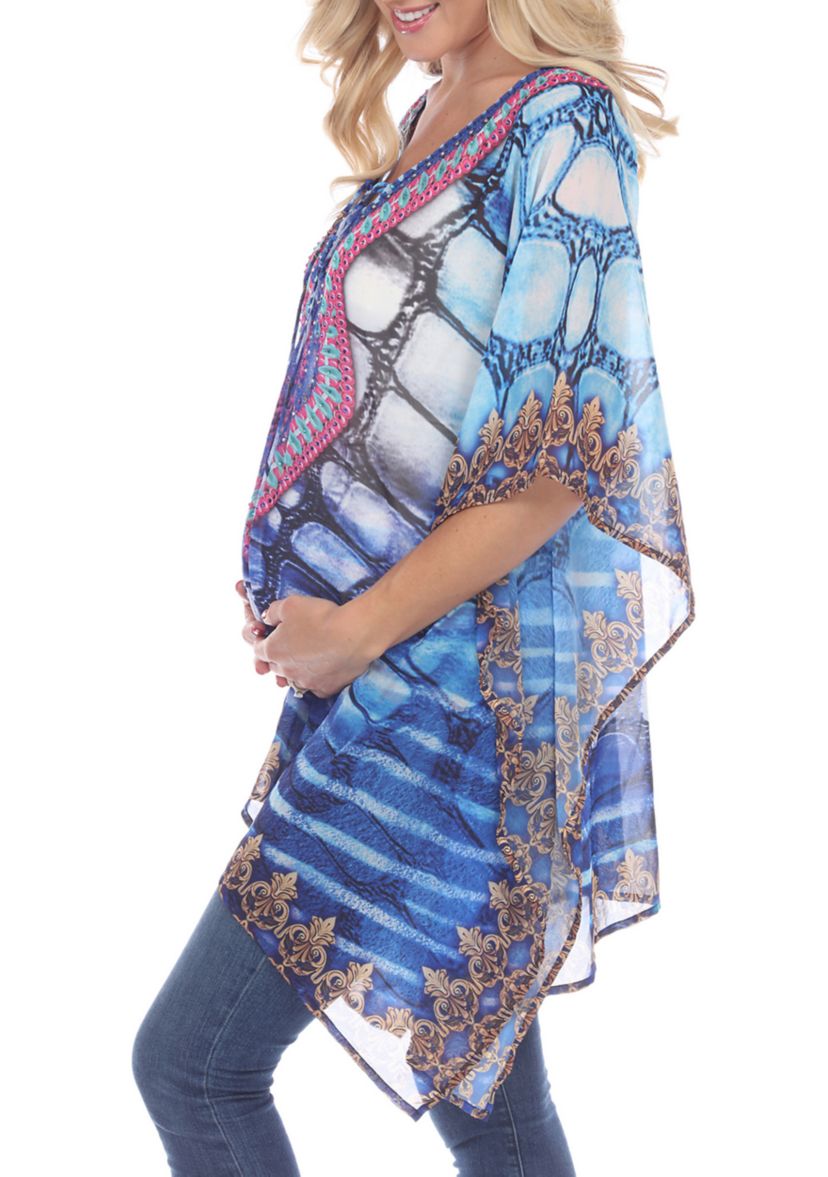 Maternity Plus Size Animal Print Caftan with Tie-up Neckline