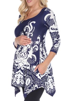 White Mark Women's Maternity Ganette Tunic