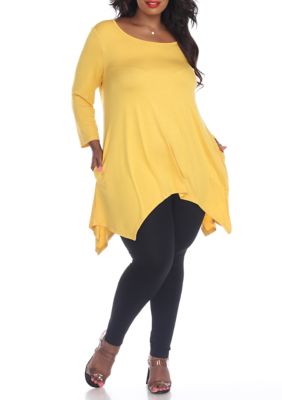 White Mark Women's Plus Size Makayla Tunic Shirt, Yellow, 6X