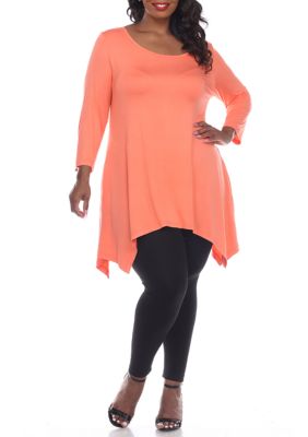 White Mark Women's Plus Size Makayla Tunic Shirt, Light Orange, 6X