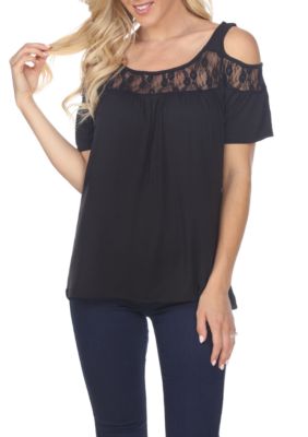 White Mark Bexley Cold Shoulder Short Sleeve Tunic | belk