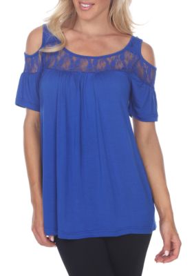 White Mark Women's Bexley Cold Shoulder Short Sleeve Tunic
