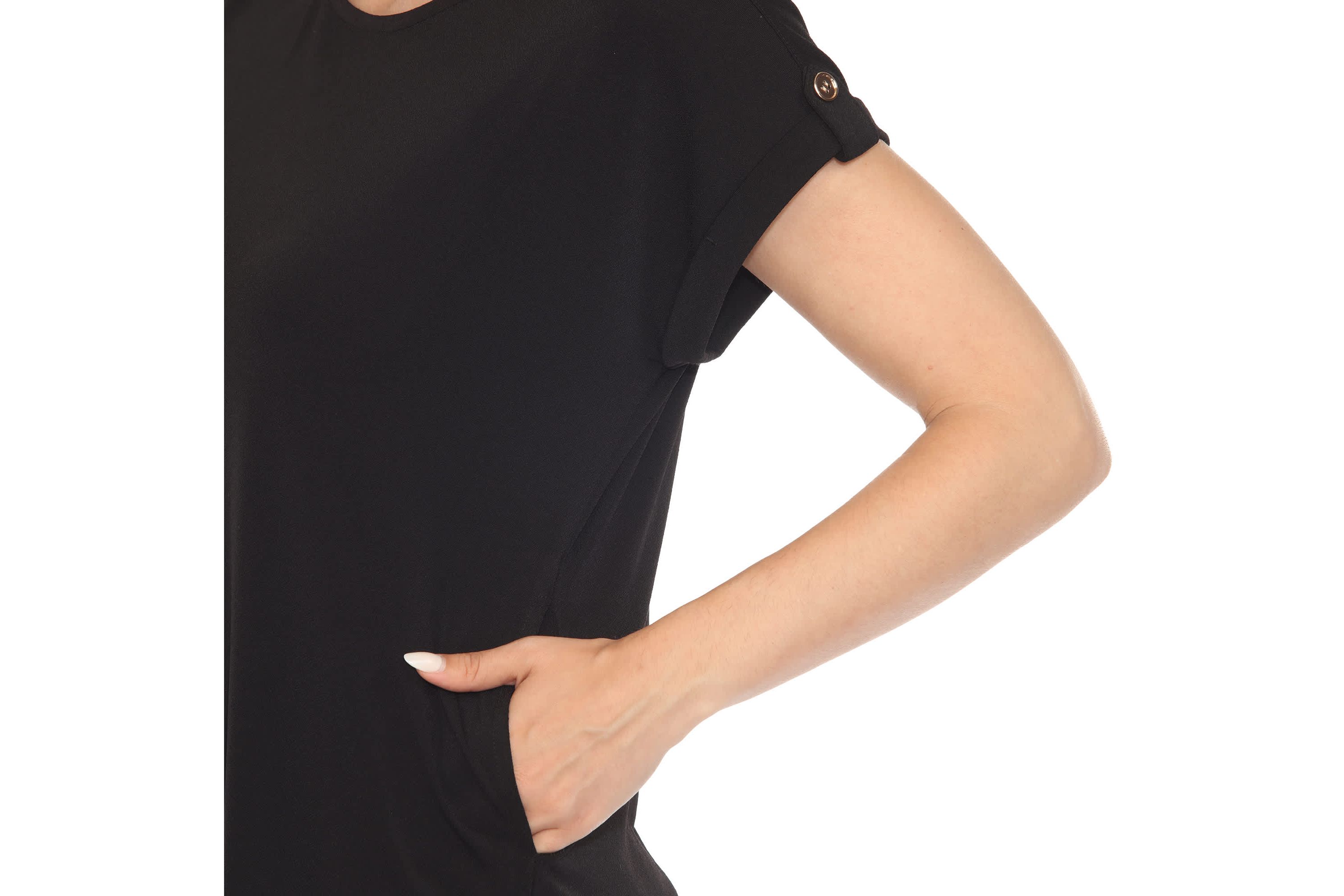 Womens Folded Short Sleeve Solid Top