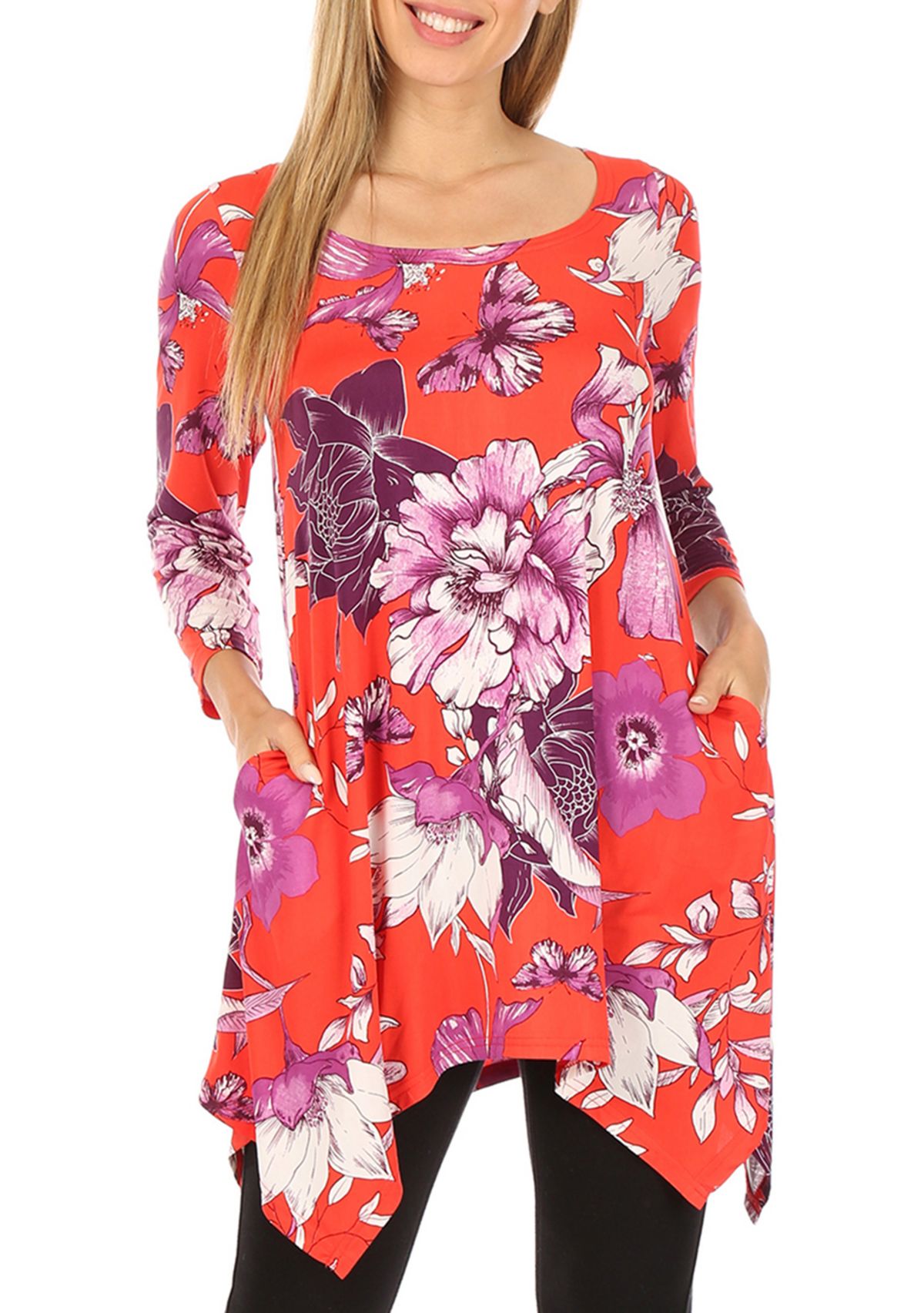 Womens Floral Tunic Top