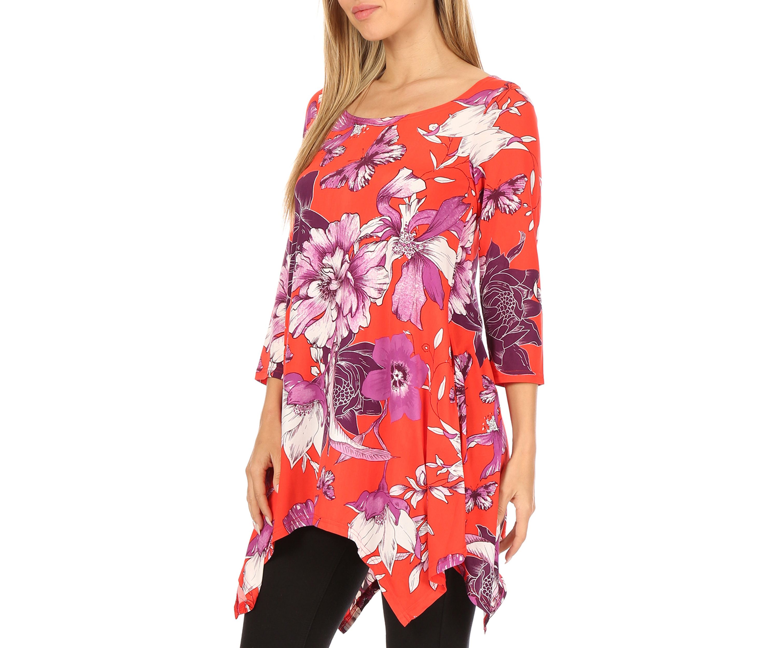 Womens Floral Tunic Top