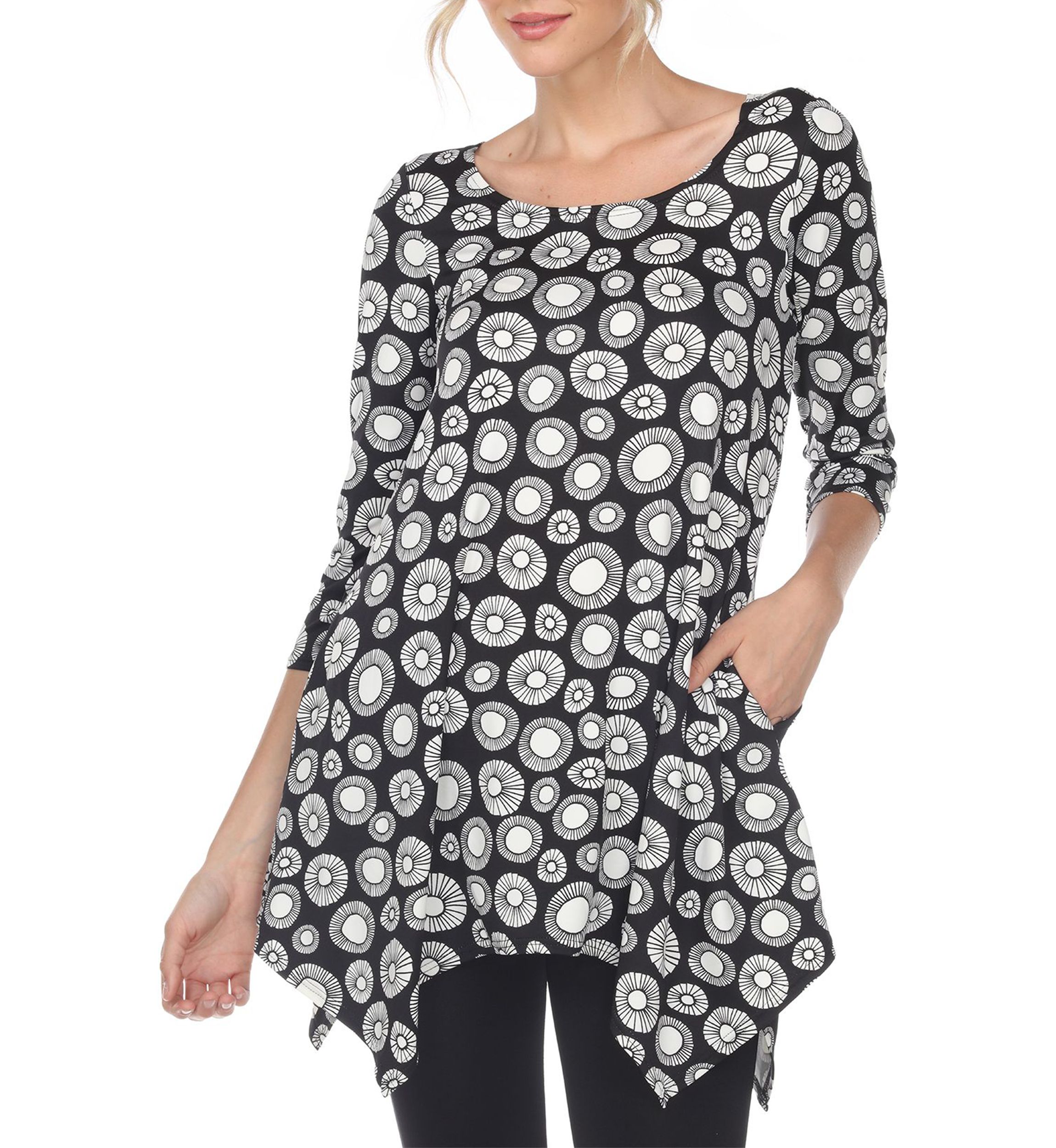 Printed Geometric Circle Tunic Top