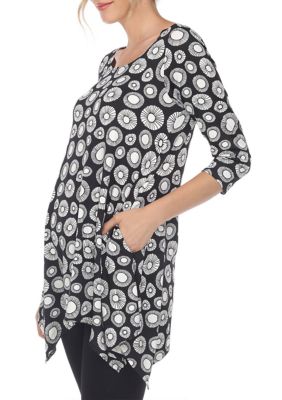 Printed Geometric Circle Tunic Top