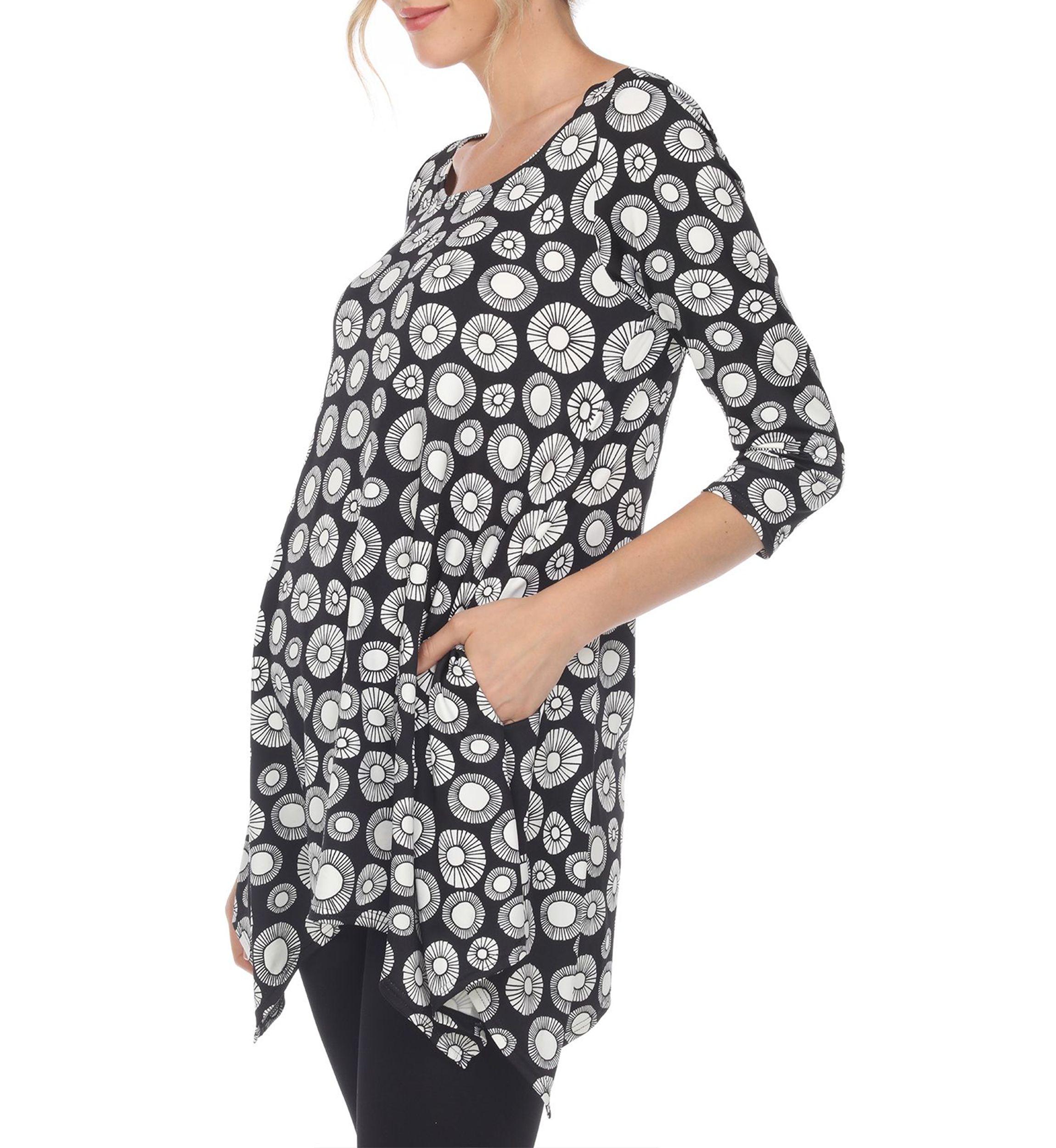 Printed Geometric Circle Tunic Top