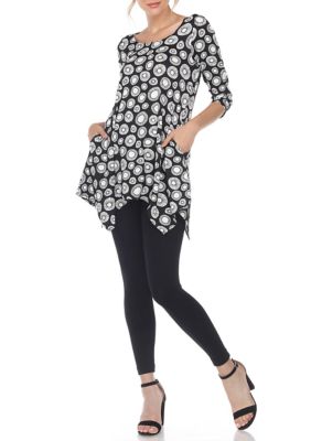 Printed Geometric Circle Tunic Top