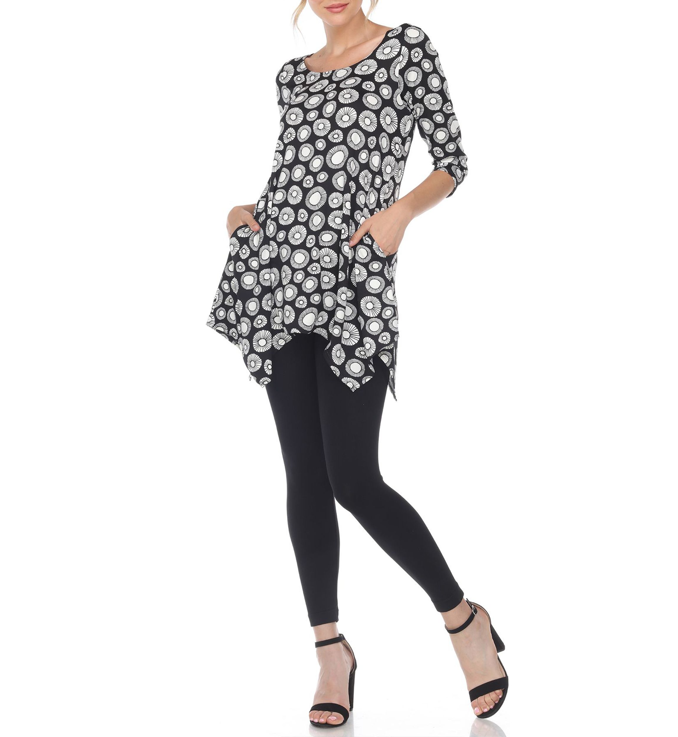 Printed Geometric Circle Tunic Top