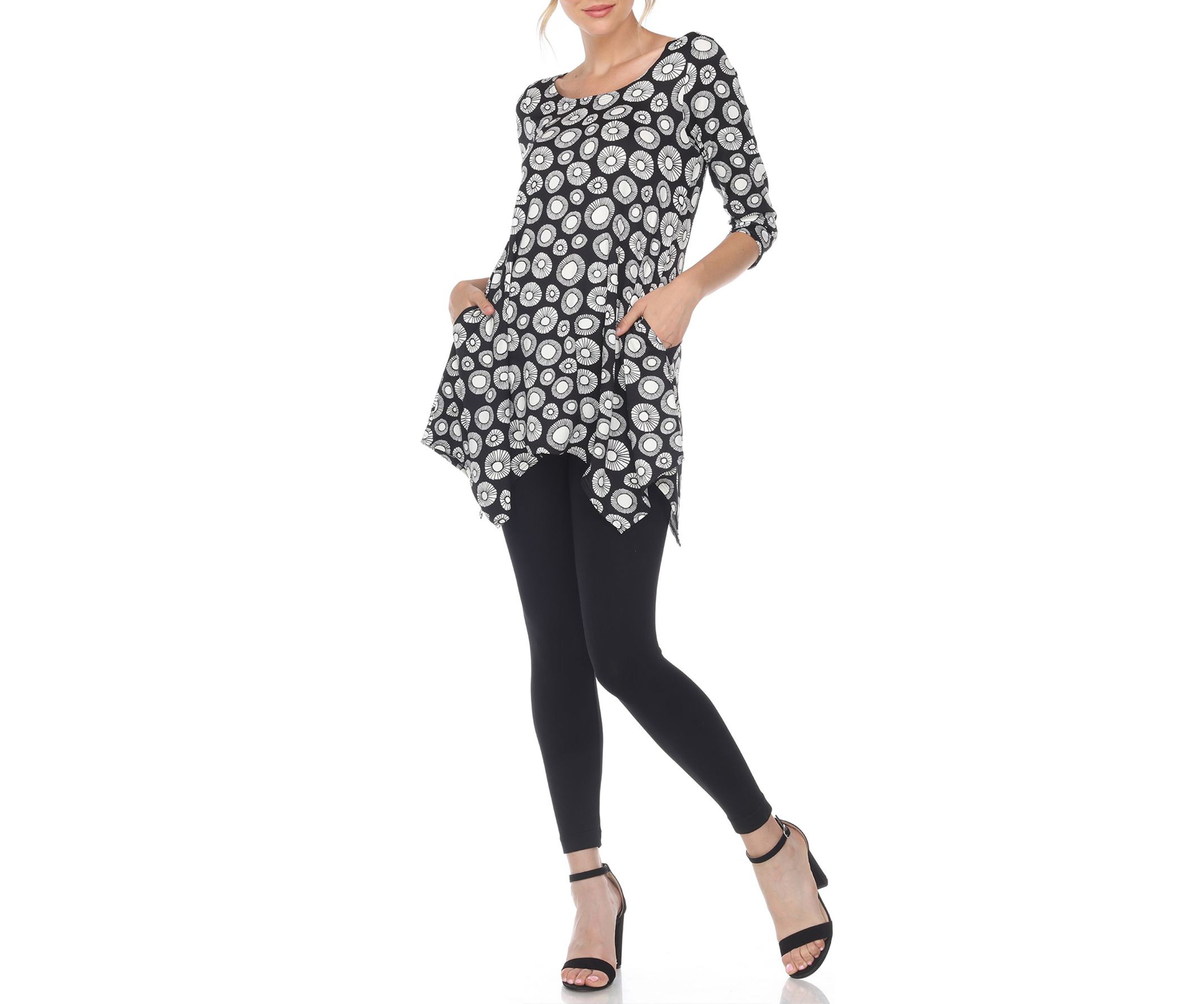 Printed Geometric Circle Tunic Top