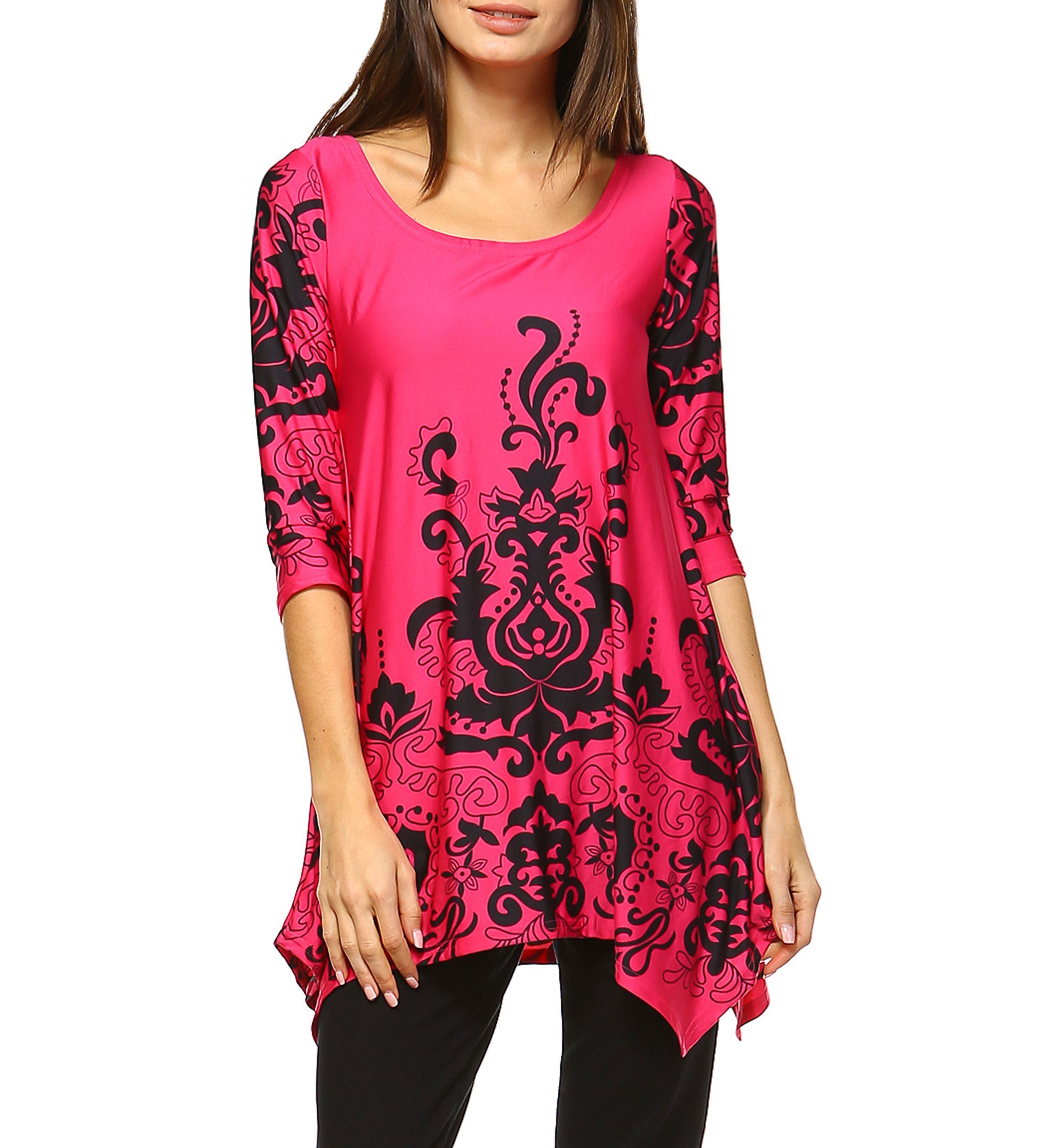 Yanette 3/4 Sleeve Printed Tunic