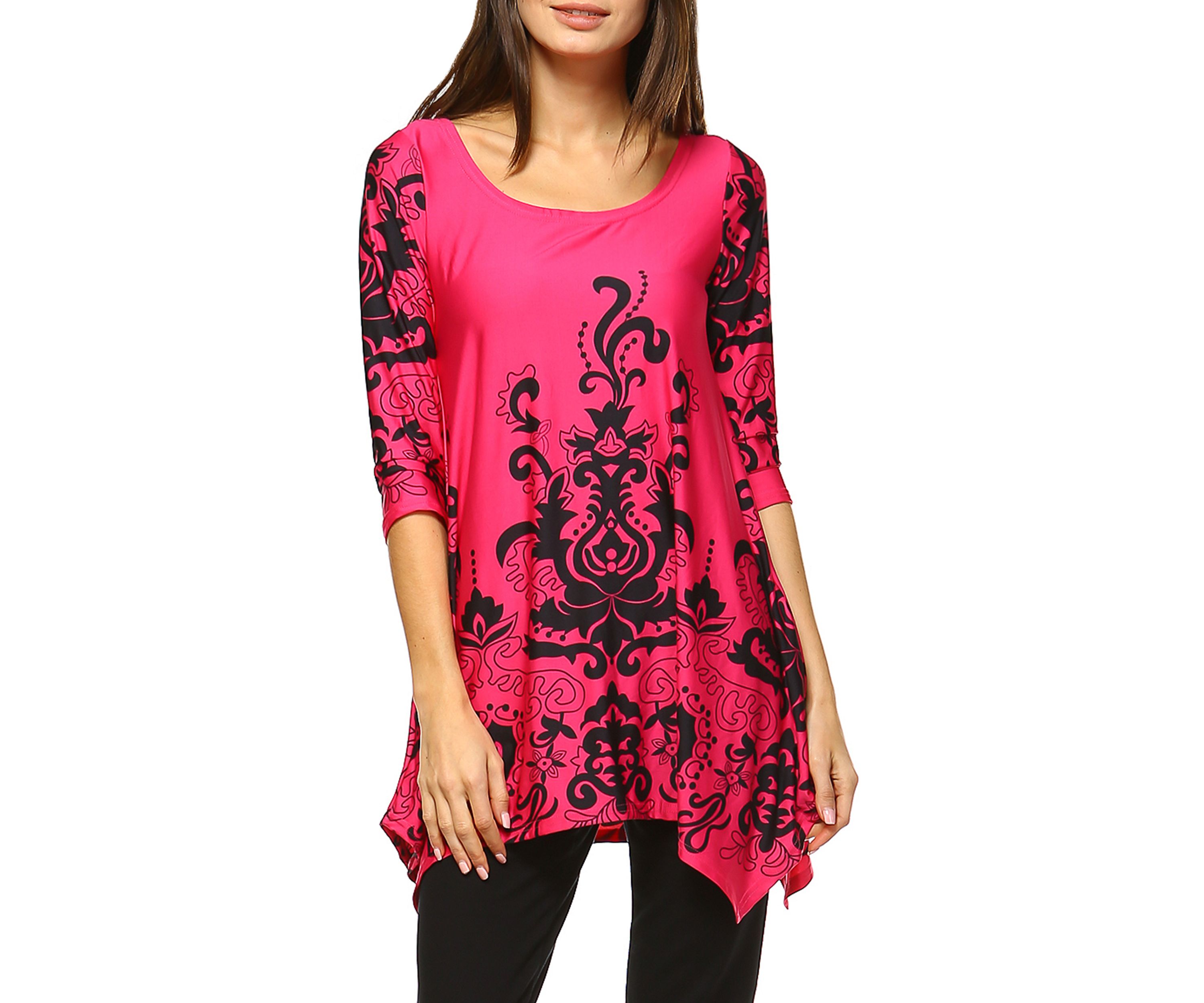 Yanette 3/4 Sleeve Printed Tunic