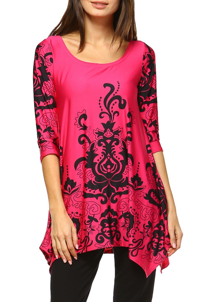 Yanette 3/4 Sleeve Printed Tunic