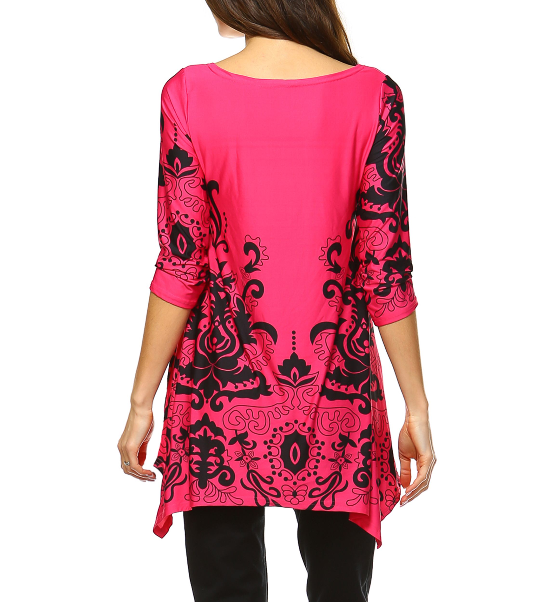 Yanette 3/4 Sleeve Printed Tunic