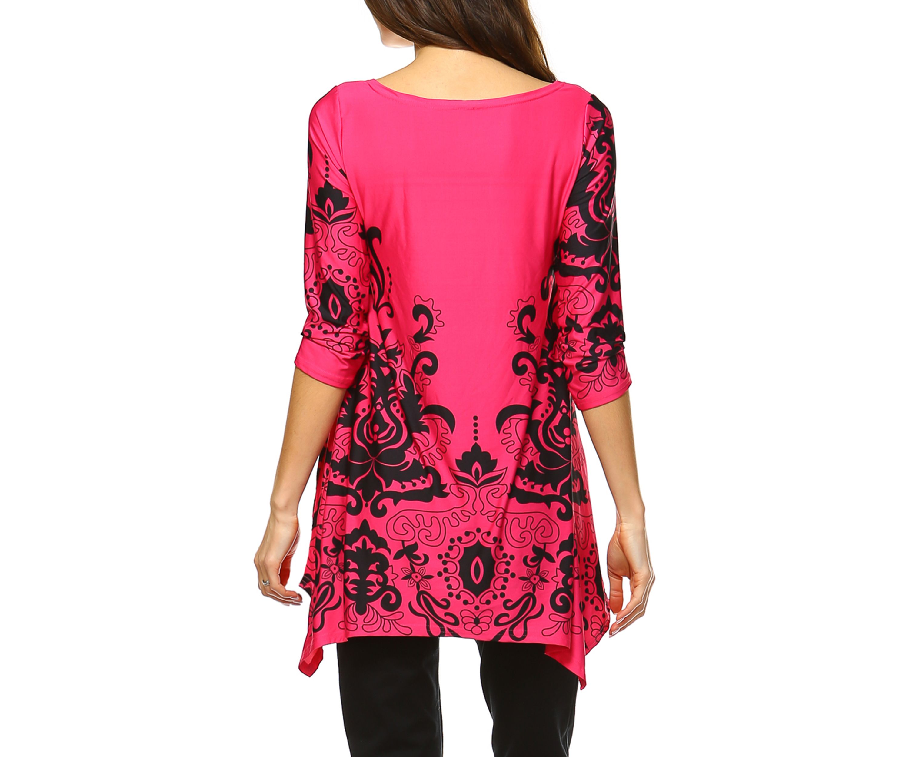 Yanette 3/4 Sleeve Printed Tunic
