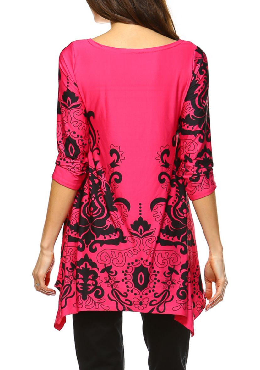 Yanette 3/4 Sleeve Printed Tunic