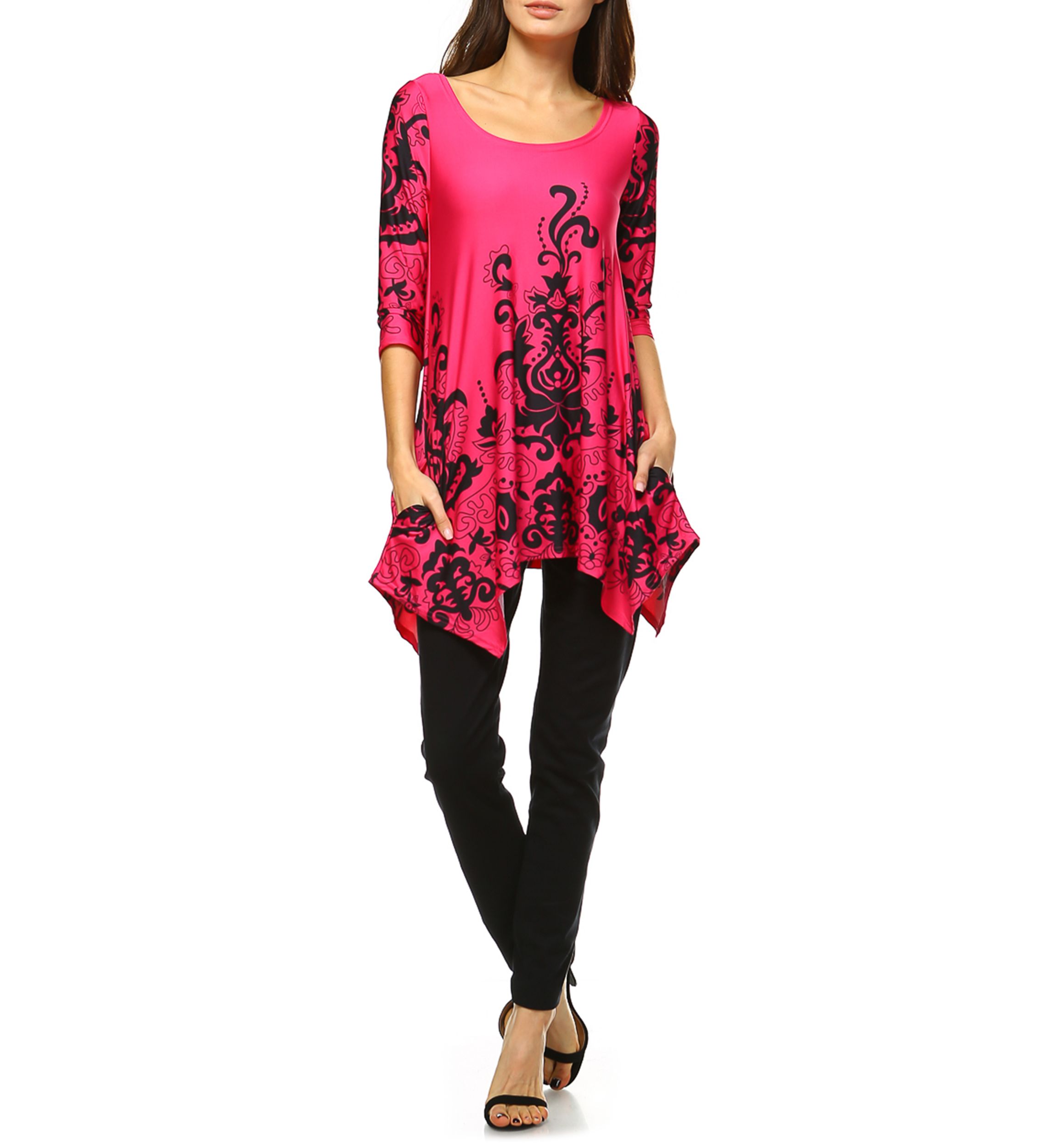 Yanette 3/4 Sleeve Printed Tunic