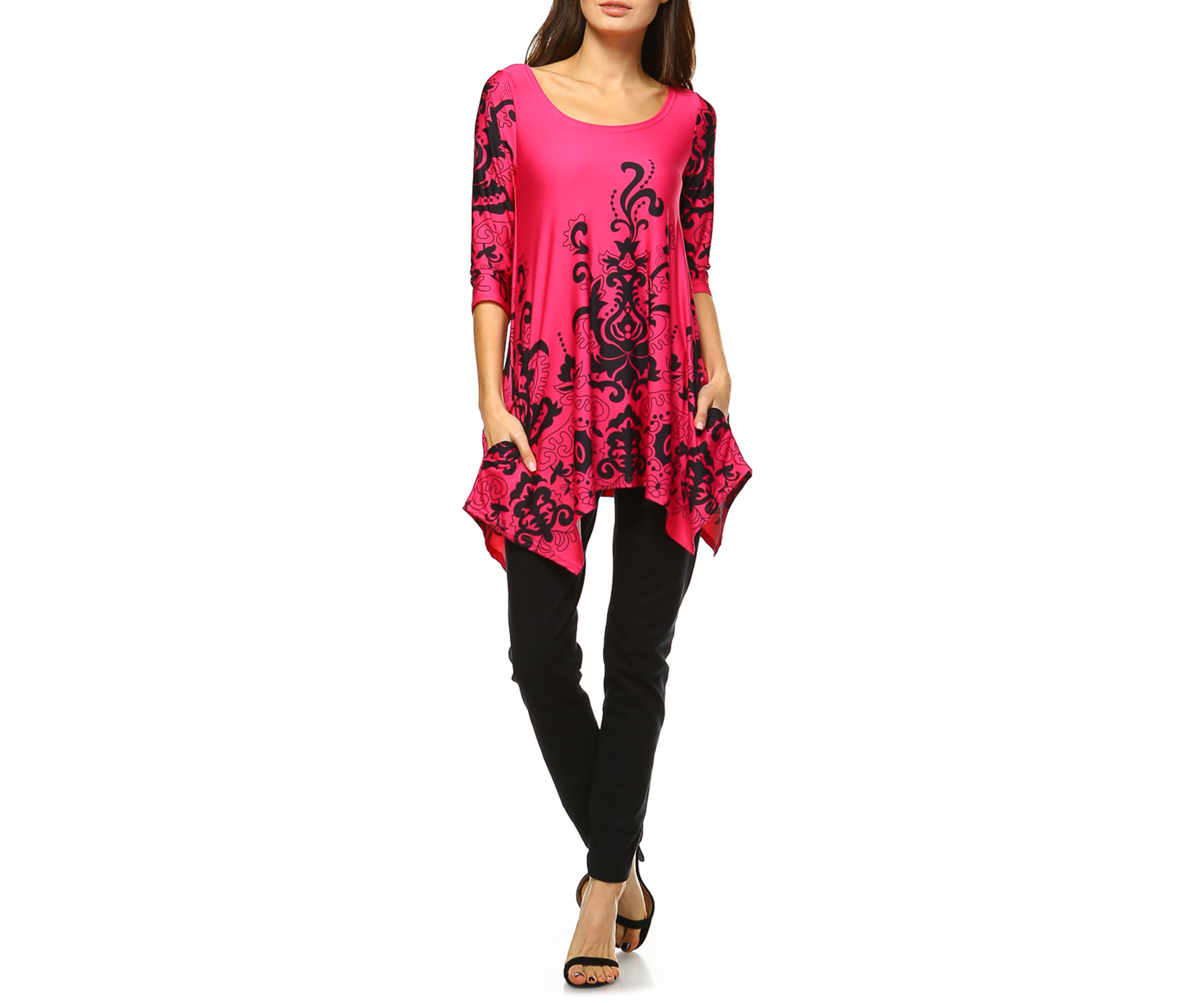 Yanette 3/4 Sleeve Printed Tunic