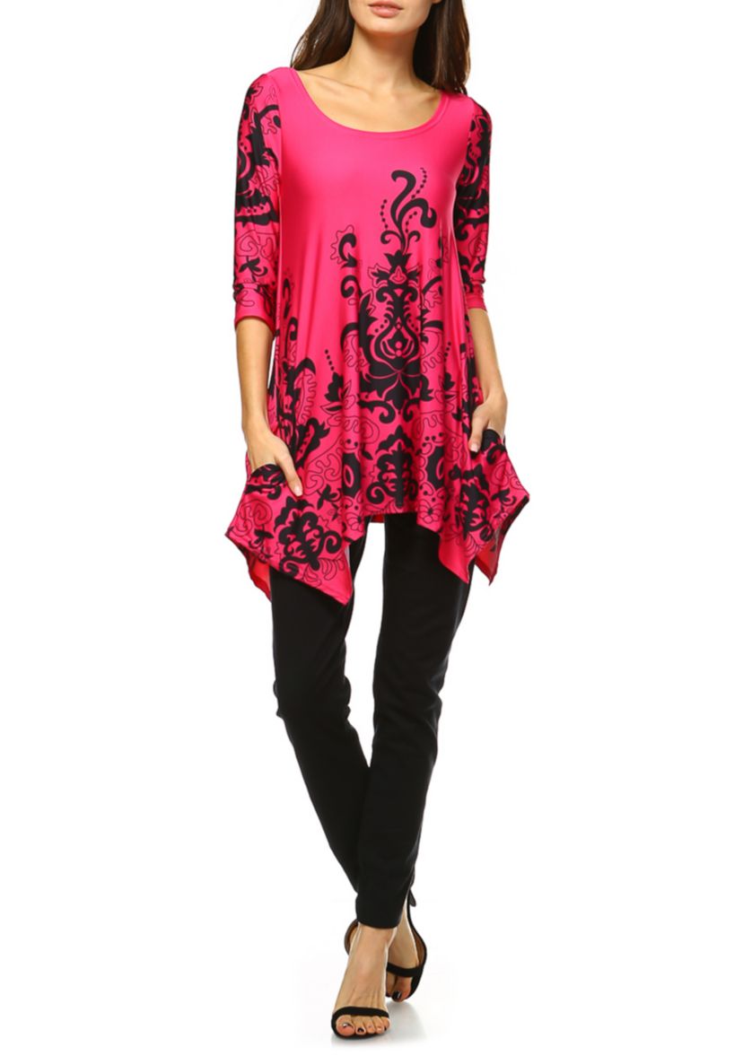 Yanette 3/4 Sleeve Printed Tunic