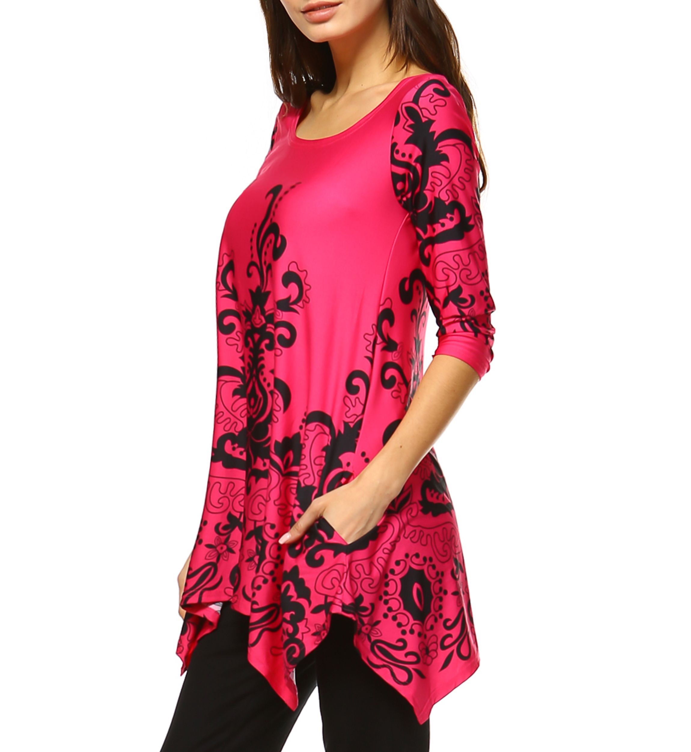 Yanette 3/4 Sleeve Printed Tunic