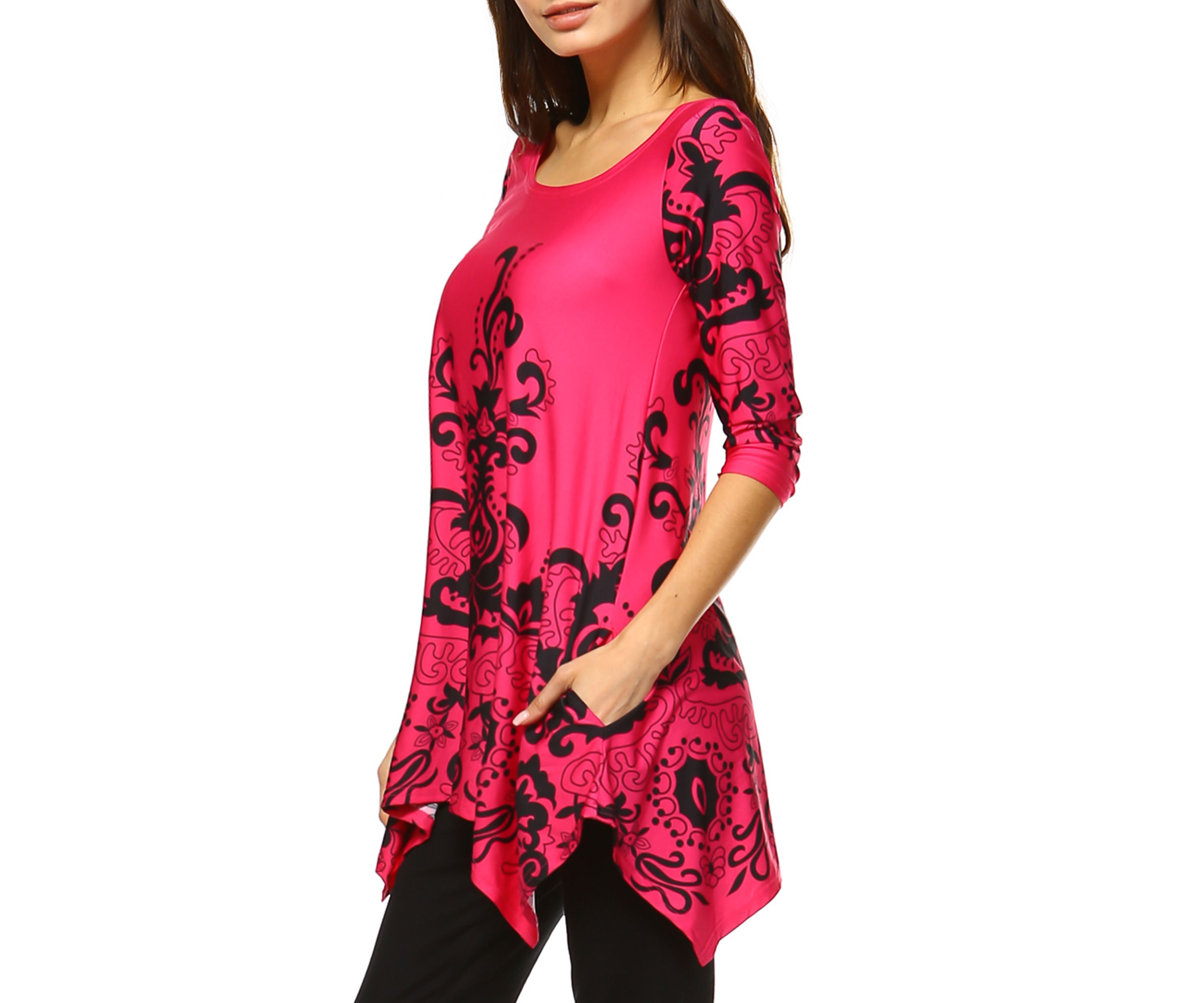 Yanette 3/4 Sleeve Printed Tunic