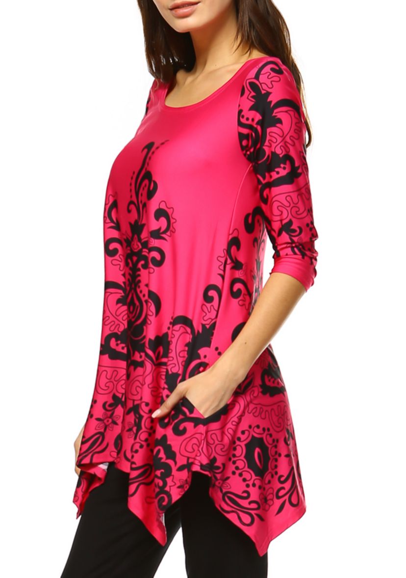 Yanette 3/4 Sleeve Printed Tunic