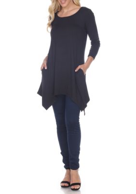 White Mark Women's Makayla 3/4 Sleeve Tunic, Black, XL