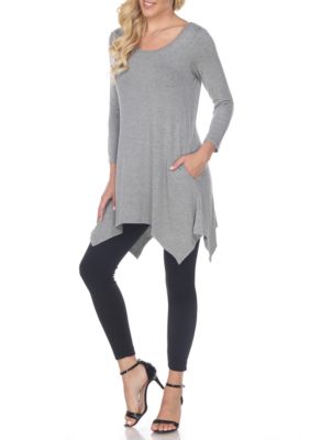 White Mark Women's Makayla 3/4 Sleeve Tunic, Grey, XL