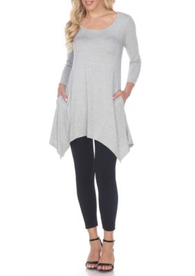 White Mark Women's Makayla 3/4 Sleeve Tunic, Grey, XL