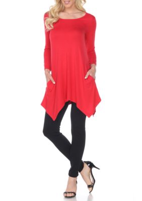 White Mark Women's Makayla 3/4 Sleeve Tunic, Red, XL