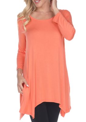 White Mark Women's Makayla 3/4 Sleeve Tunic, Light Orange, XL