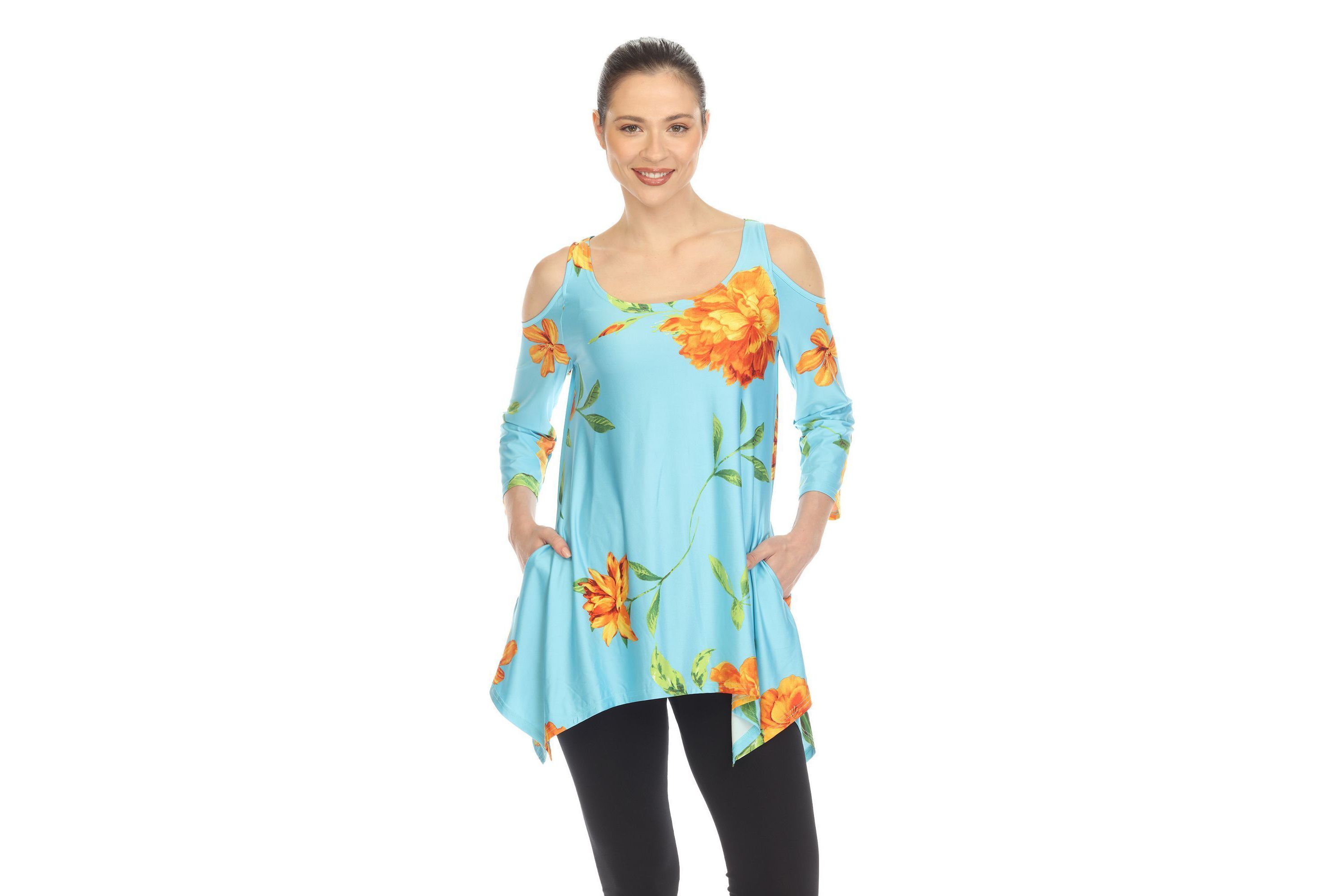 Floral Printed Cold Shoulder Tunic