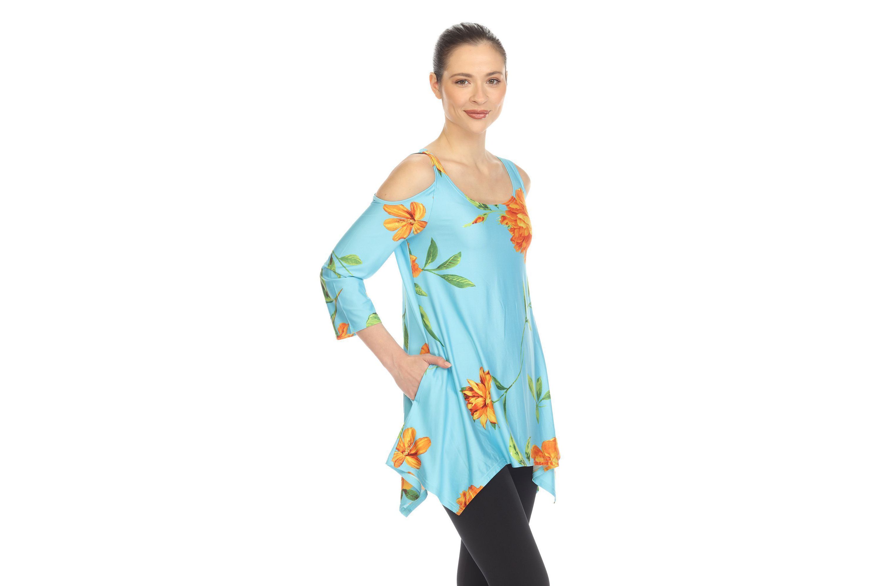 Floral Printed Cold Shoulder Tunic