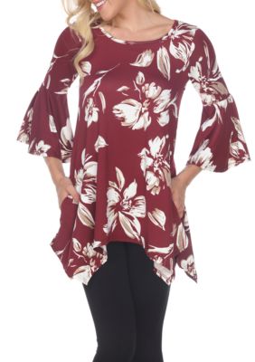 White Mark Women's Blanche Bell Sleeve Tunic, Red, XL